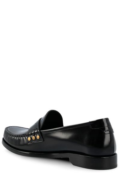 Giày lười da nam màu đen với gót cao su - FW23