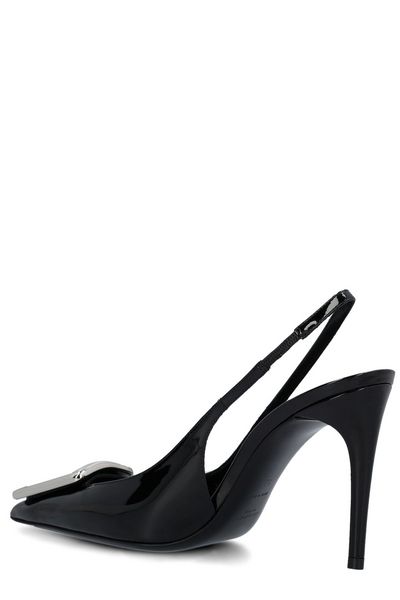 SAINT LAURENT Elegant Black Leather Pointed Toe Slingback Pumps for Women