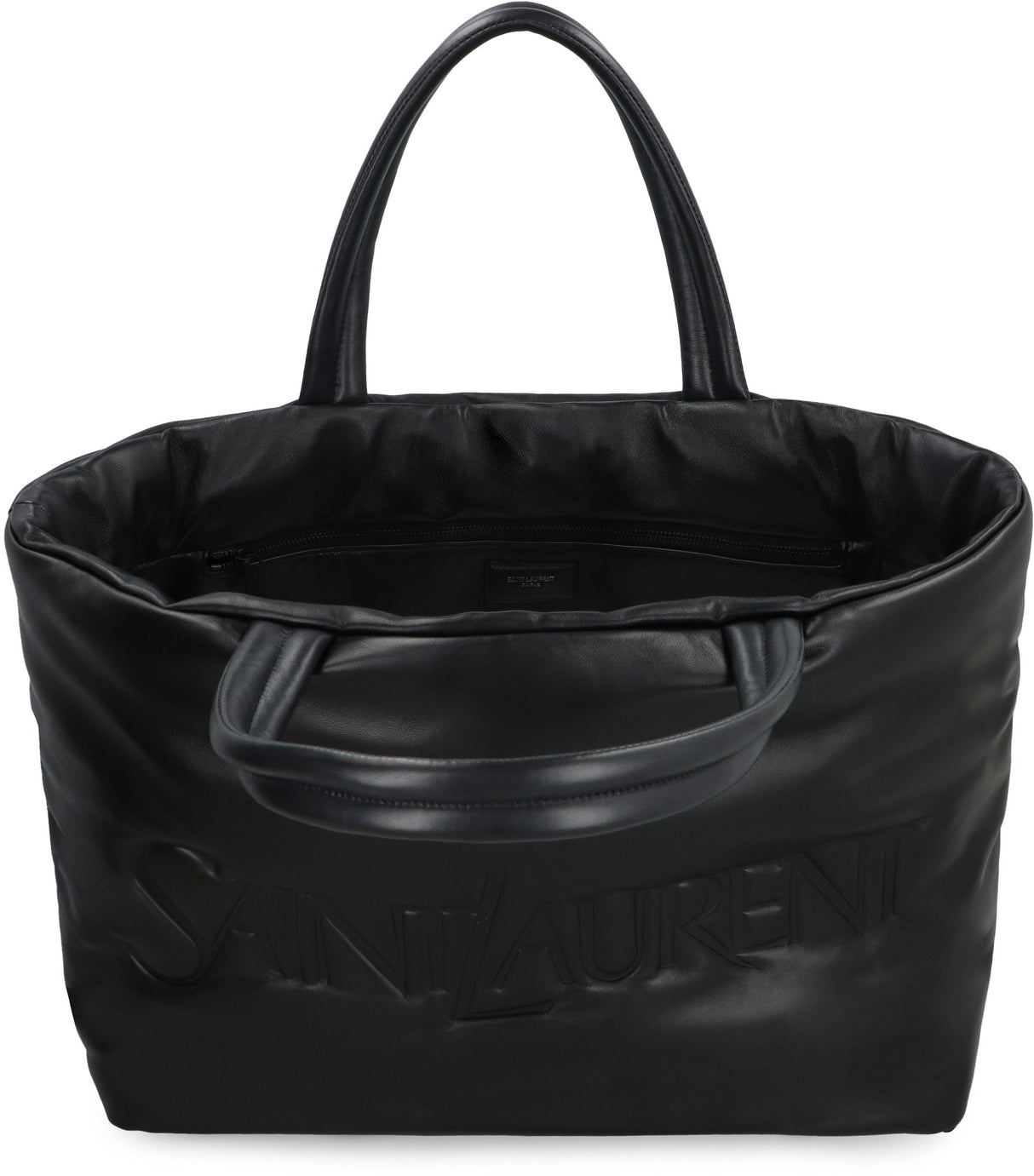 SAINT LAURENT Black Quilted Leather Tote Bag for Men from the FW23 Collection