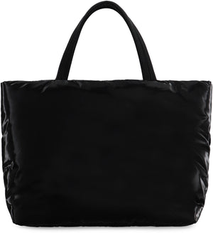 SAINT LAURENT Men's Black Silktech Tote Handbag with Internal Zippered Pocket