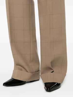 GUCCI Men's Checkered Wide-Leg Trousers in Beige for FW24