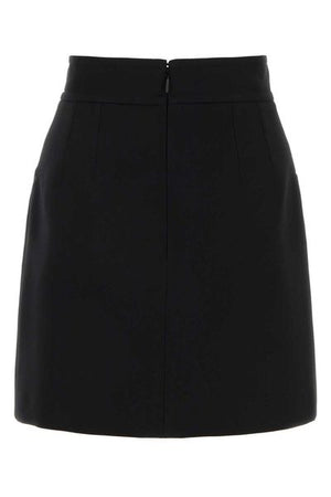 GUCCI Silk Crepe Skirt with Embellished Buttons