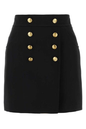 GUCCI Silk Crepe Skirt with Embellished Buttons