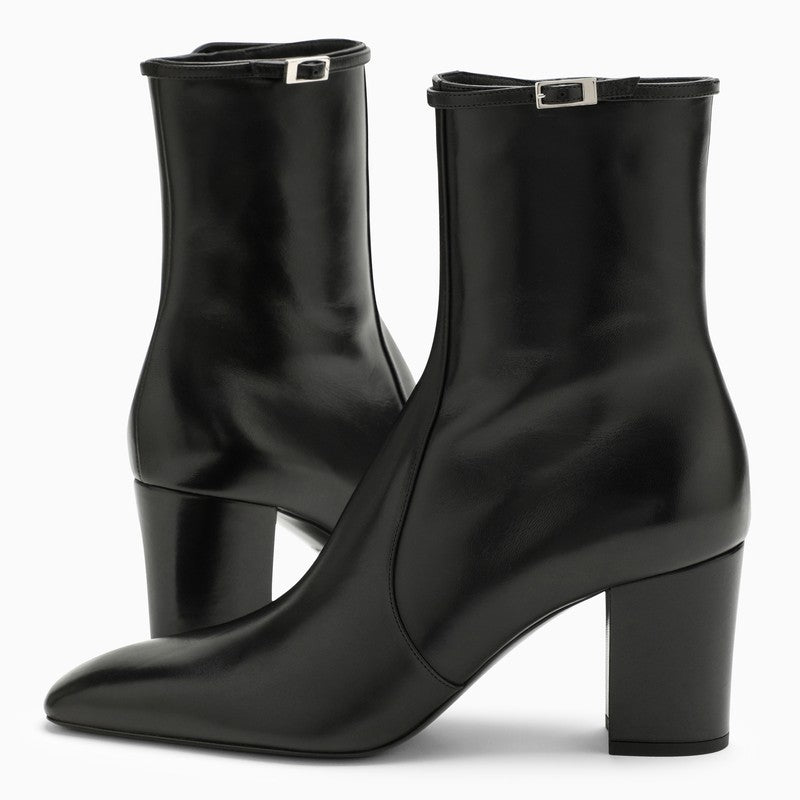 SAINT LAURENT Black Leather Round Toe Ankle Boot for Women - FW23