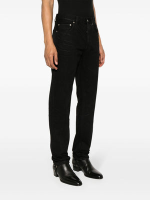 SAINT LAURENT Men's Black Straight-Leg Cotton Denim Jeans for SS24