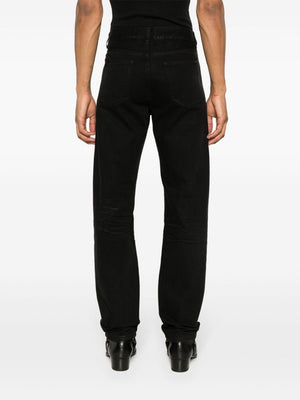 SAINT LAURENT Men's Black Straight-Leg Cotton Denim Jeans for SS24