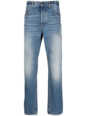 SAINT LAURENT Mid-Rise Straight-Leg Mini Logo Denim Jeans