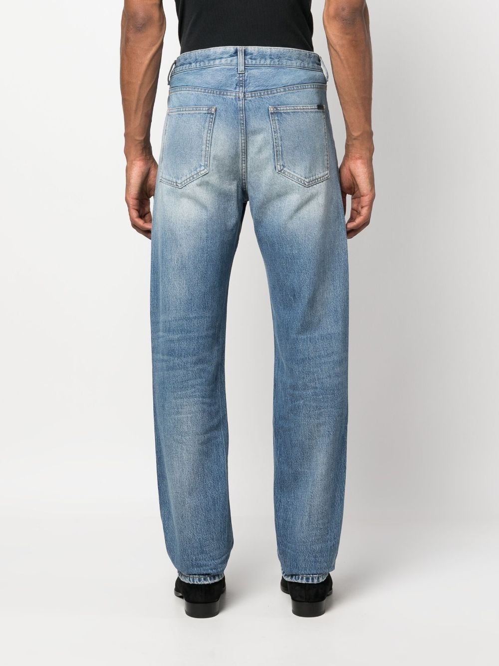 SAINT LAURENT Mid-Rise Straight-Leg Mini Logo Denim Jeans