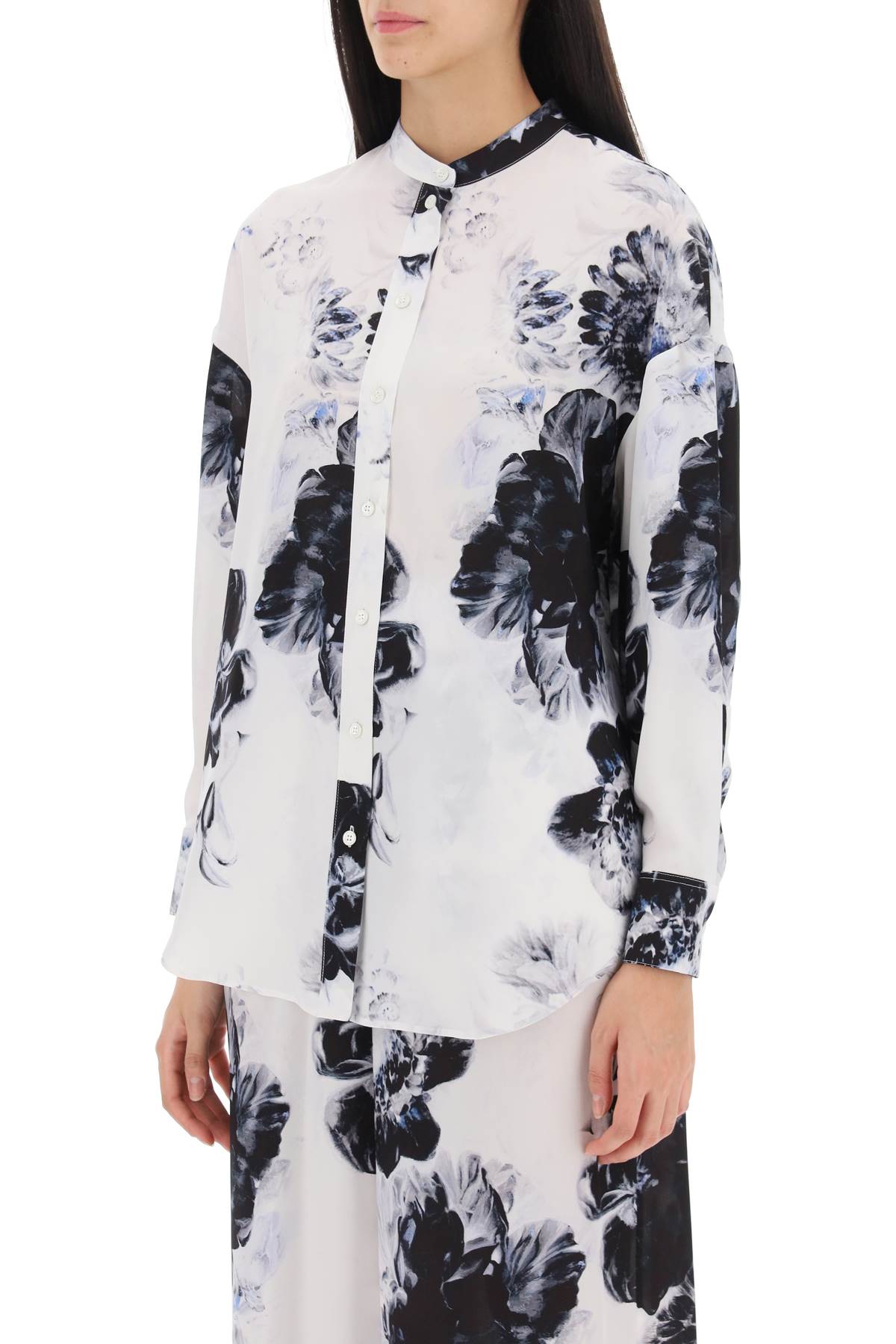 ALEXANDER MCQUEEN Maxi Silk Shirt in Orchid Print for Women in Mixed Colours