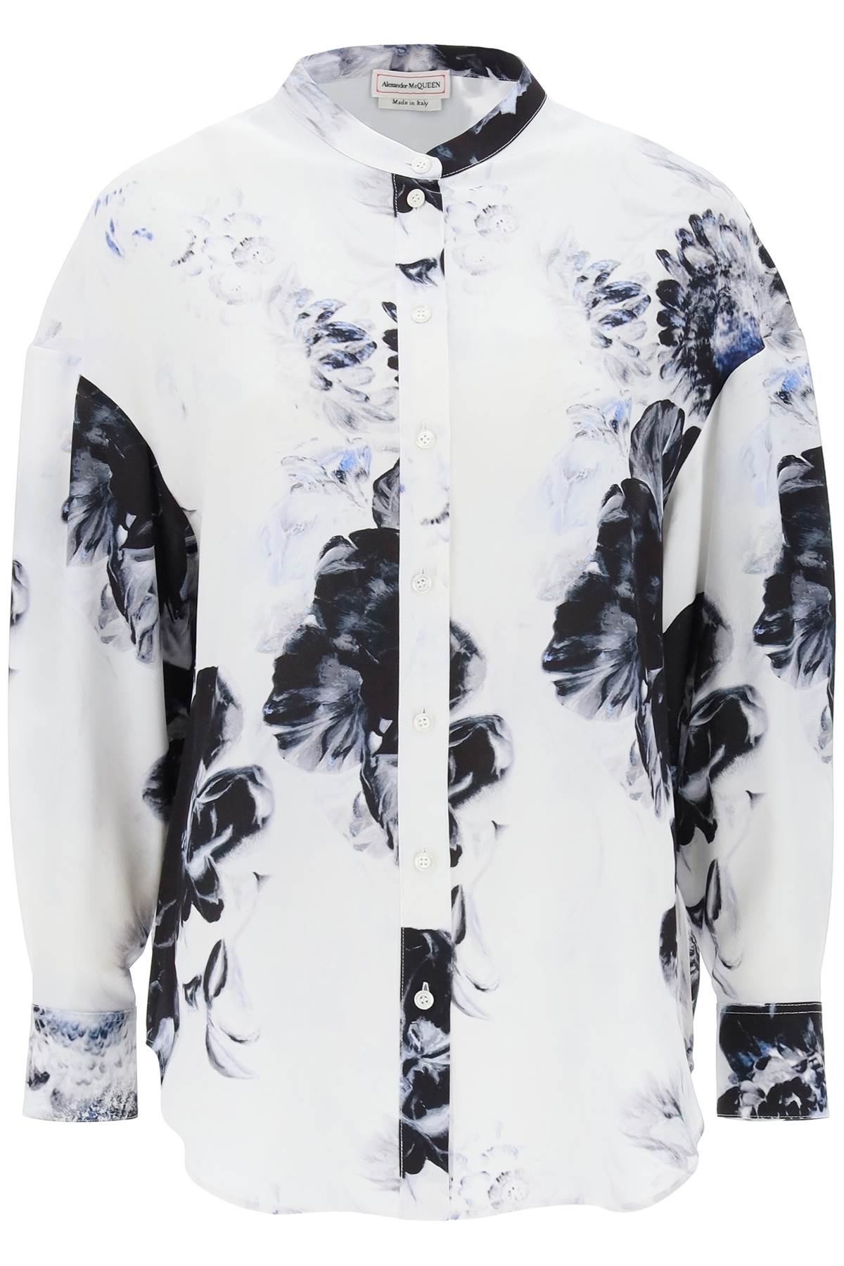 ALEXANDER MCQUEEN Maxi Silk Shirt in Orchid Print for Women in Mixed Colours