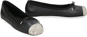 ALEXANDER MCQUEEN Elegant Round Toe Leather Ballet Flats