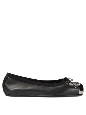 ALEXANDER MCQUEEN Punk-Inspired Ballet Flats with Silver Toe Detail