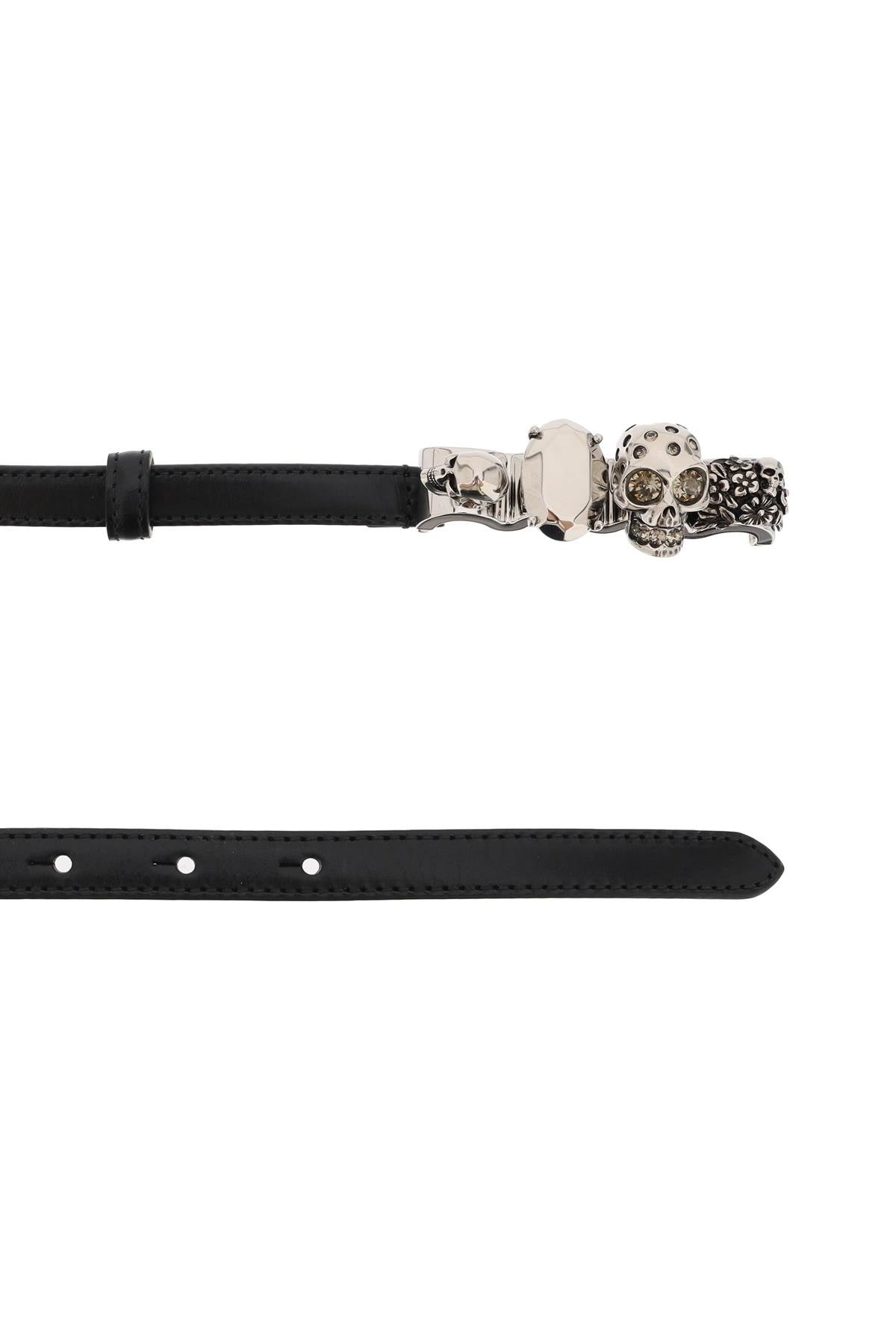 ALEXANDER MCQUEEN Smooth Leather Knuckle Belt with Antique Silver-Finished Buckle