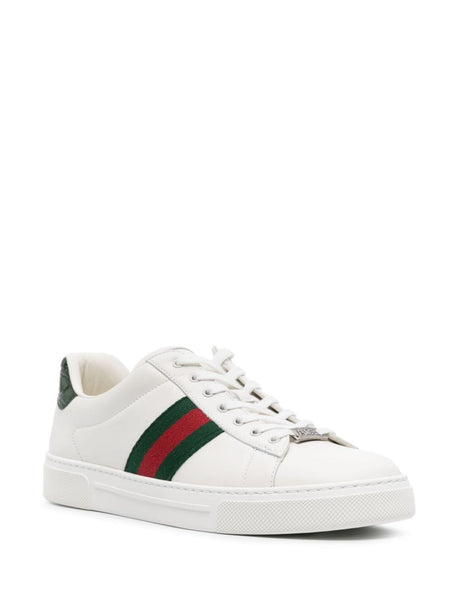 GUCCI Elegant White Leather Sneakers with Signature Accents