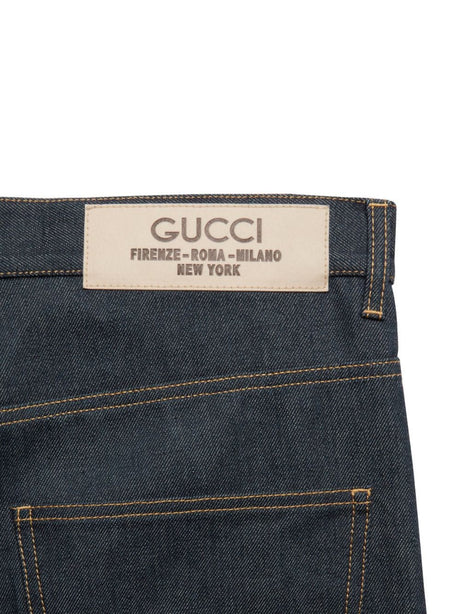 GUCCI Mid-Rise Navy Wide-Leg Denim Jeans for Men - FW23 Collection