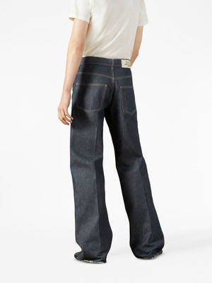 GUCCI Mid-Rise Navy Wide-Leg Denim Jeans for Men - FW23 Collection