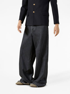 GUCCI Organic Cotton Denim Wide-Leg Jeans in Smoky Black