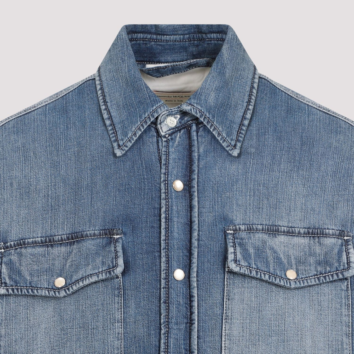 ALEXANDER MCQUEEN Navy Quilted Denim Shirt for Men | SS24 Collection