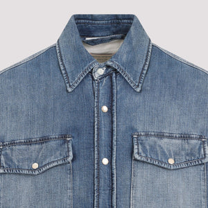 ALEXANDER MCQUEEN Navy Quilted Denim Shirt for Men | SS24 Collection