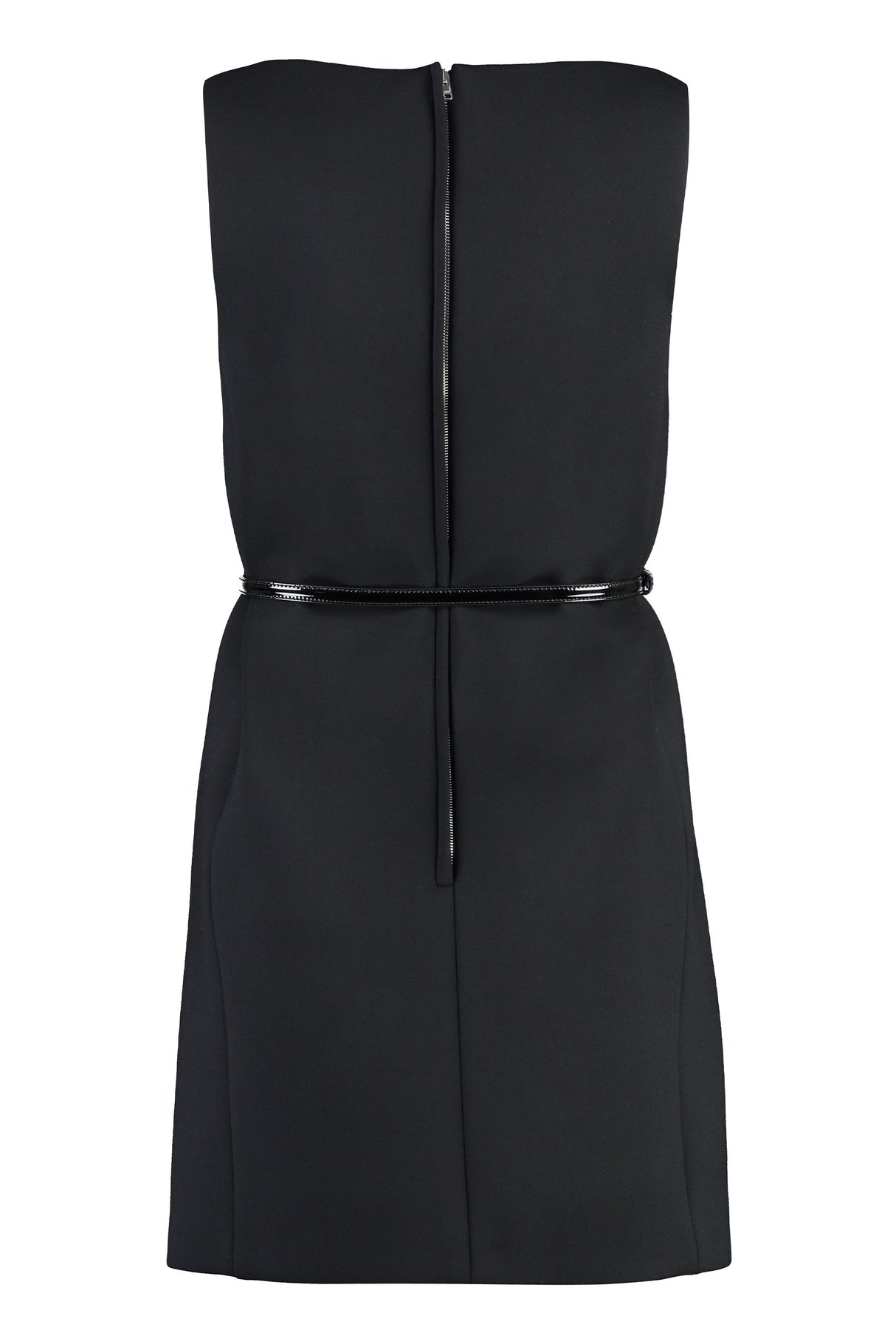 GUCCI Black Wool-Blend Dress with Front Pockets, Leather Belt, and Metal Horsebit for Women