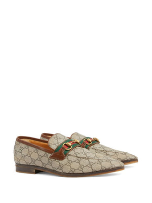 GUCCI Men's GG-Canvas Horsebit Loafers in Beige for FW23