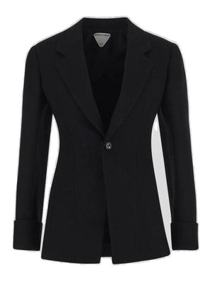 BOTTEGA VENETA Structured Raffia Jacket for Women in Black - FW23 Collection