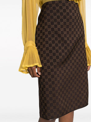 GUCCI Brown Viscose Skirt with Back Slit for FW23