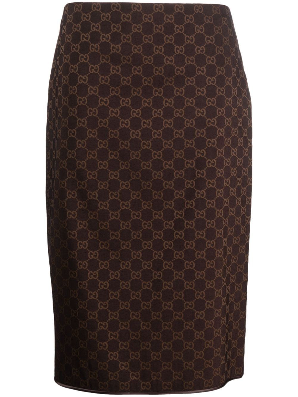 GUCCI Brown Viscose Skirt with Back Slit for FW23