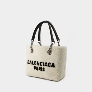 BALENCIAGA SS24 SHEARLING AS UNISEX TOTE - Tan