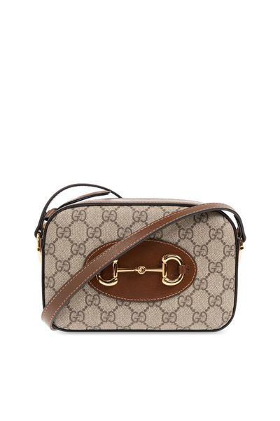 GUCCI Small Tan Shoulder Bag with Horsebit Detail and Leather Trims