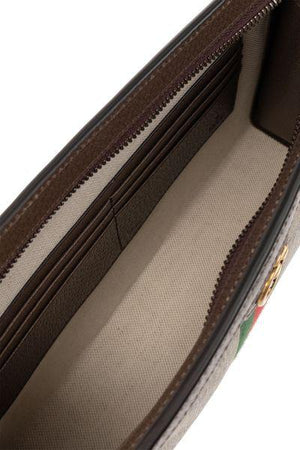 GUCCI Designer Tan GG Pouch for Men: OPHIDIA Clutch with Gold-Tone Double G