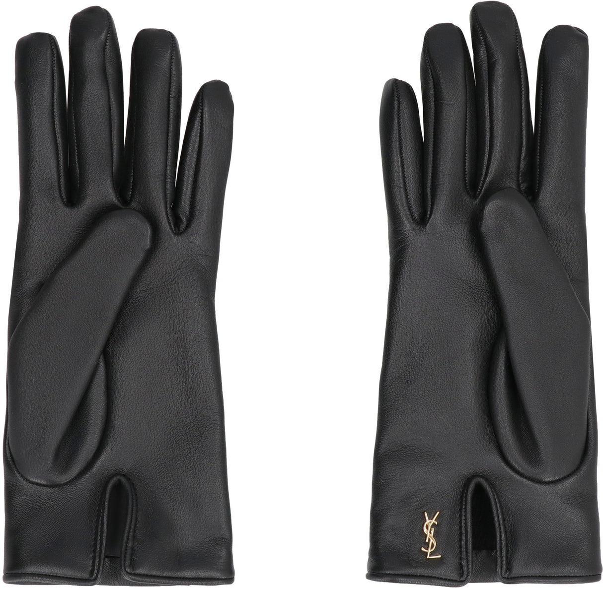 SAINT LAURENT Black Leather Gloves for Women - SS24 Collection