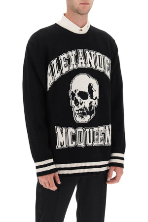 ALEXANDER MCQUEEN Men's Black and White Varsity Pullover for FW23