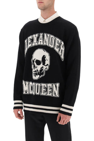 ALEXANDER MCQUEEN Men's Black and White Varsity Pullover for FW23