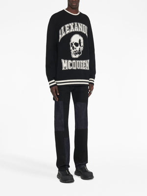 Luxurious Black Skull Sweater cho Nam với 90% Lana và 10% Cashmere