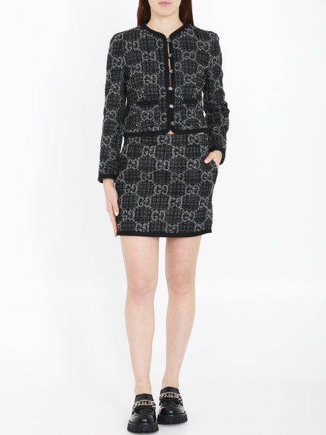 GUCCI Gray Jacquard Knit Jacket for Women - SS24 Collection