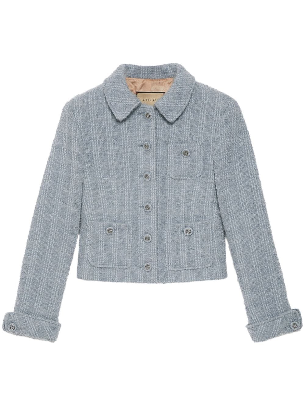 GUCCI Elegant Pale Blue Tweed Jacket