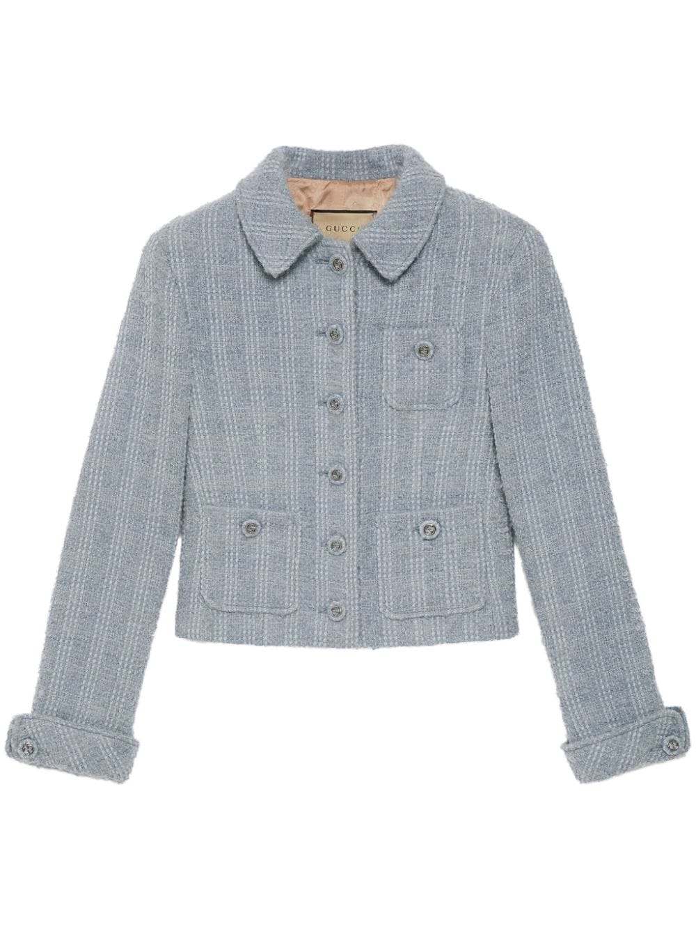GUCCI Pale Blue Tweed Jacket for Women - SS24