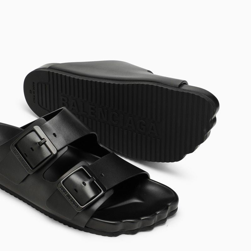 BALENCIAGA Black Leather Sunday Sandal for Women