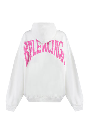 BALENCIAGA White Oversized Cotton Hoodie for Women - Paris Tropical Front Print