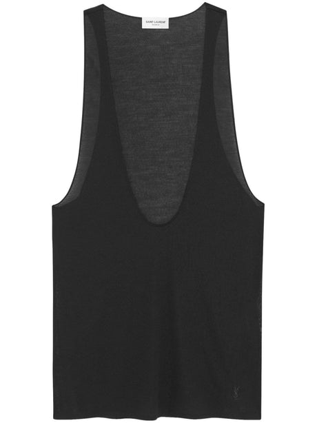 SAINT LAURENT Black Tunic Top for Women - 23FW Season