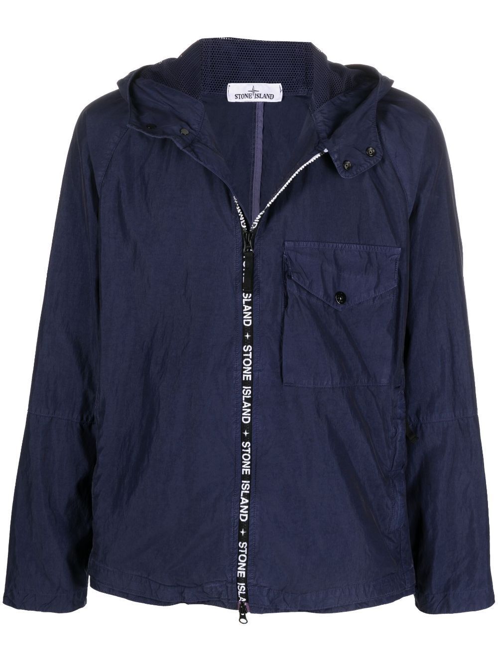 STONE ISLAND Blue Technical Fabric Hooded Jacket for Men - SS22 Collection
