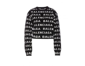 BALENCIAGA Cropped Monogram Black Sweater for Women - SS24