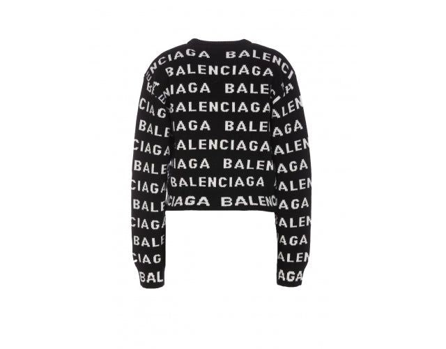 BALENCIAGA Cropped Monogram Black Sweater for Women - SS24