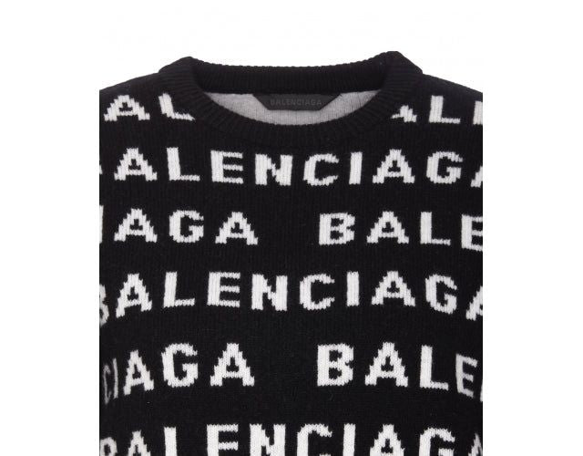 BALENCIAGA Cropped Monogram Black Sweater for Women - SS24