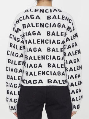 BALENCIAGA White Crew-Neck Wool Sweater for Women - FW23 Collection