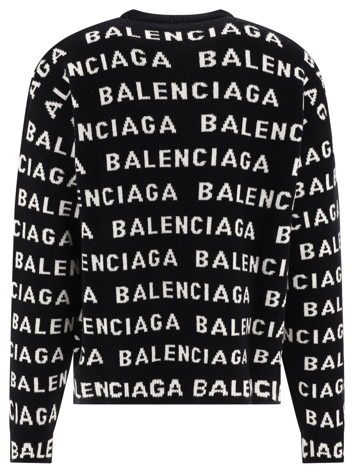 BALENCIAGA Men's Allover Logo Knit Crewneck Sweater