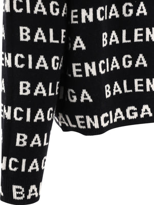 BALENCIAGA Men's Allover Logo Knit Crewneck Sweater