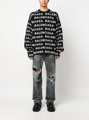 BALENCIAGA Classic White Men's All-Over Sweater for FW23