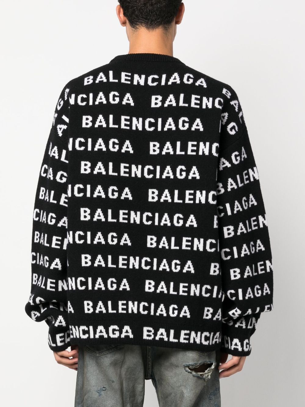 BALENCIAGA Luxurious Men's White Wool Sweater for FW23